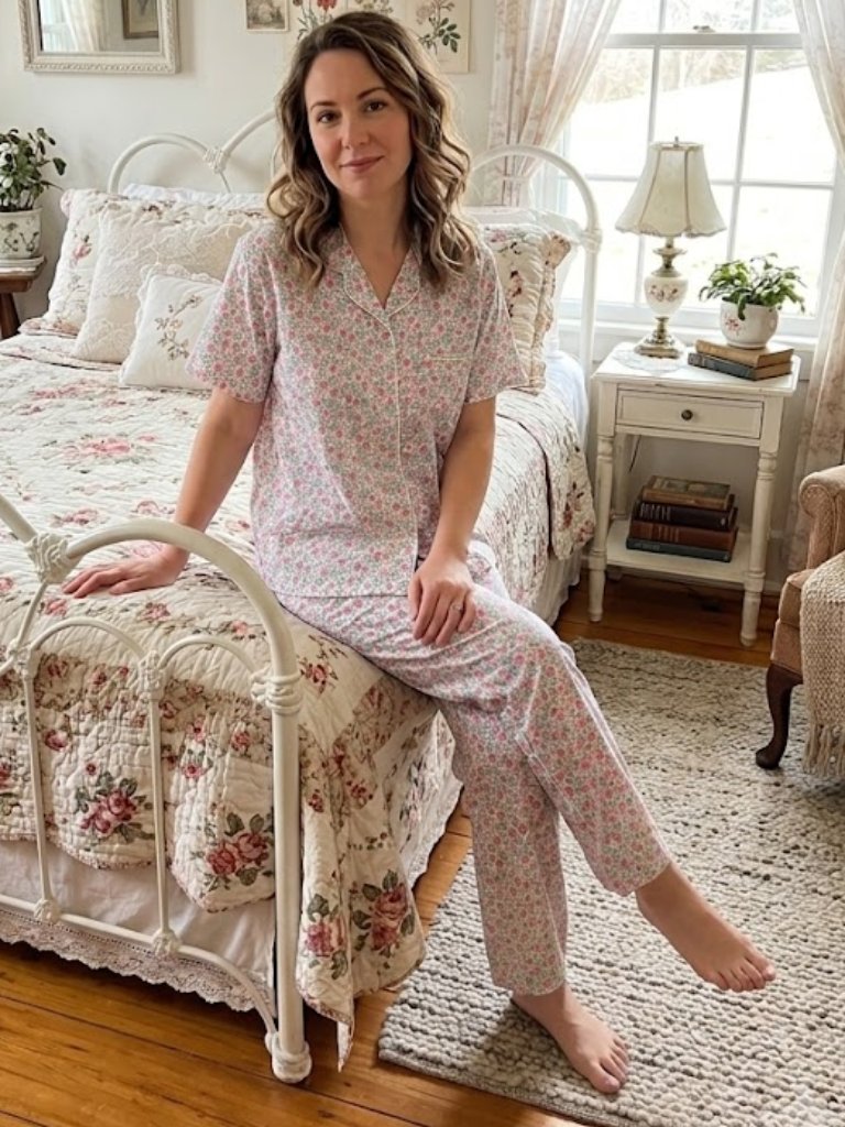 Vintage 60s Radlee Pink Floral Pajamas Nwt